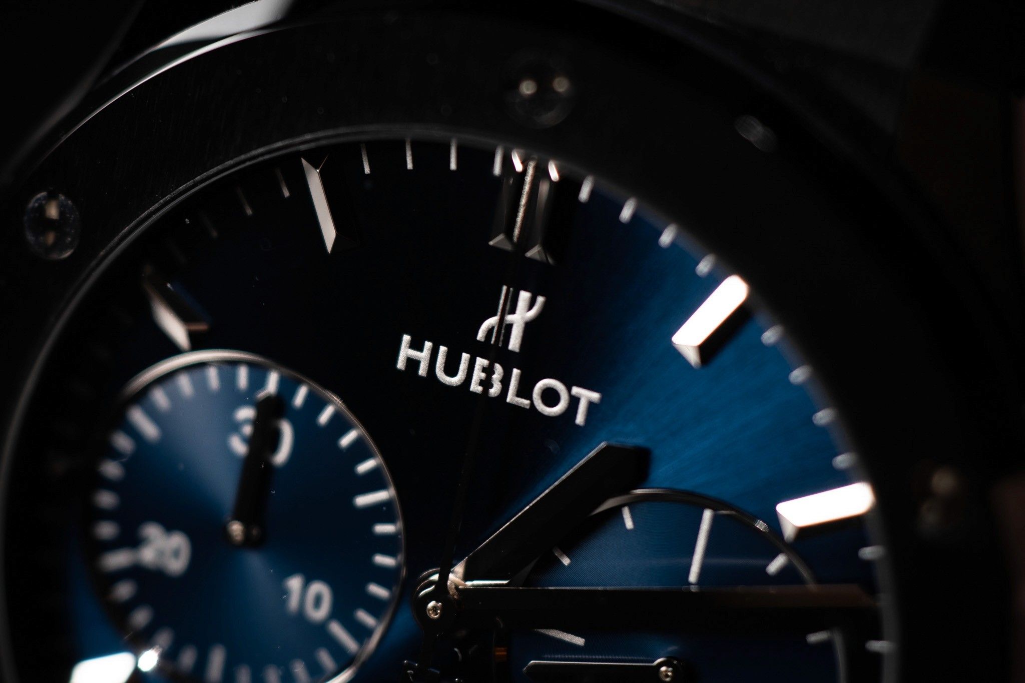 Macro shot of a Hublot dial